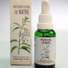 Frasco gotario y caja de la Infusión Herbal de Natre (Solanum ligustrinum, también conocido como Natri o Natreng), sobre un fondo blanco neutro.